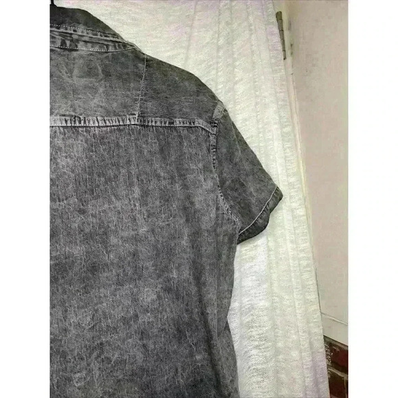 Men’s Large N1 Flag, Skull, Wings Distressed 2 Pocket Button Up Short Sleeve - Picture 14 of 15